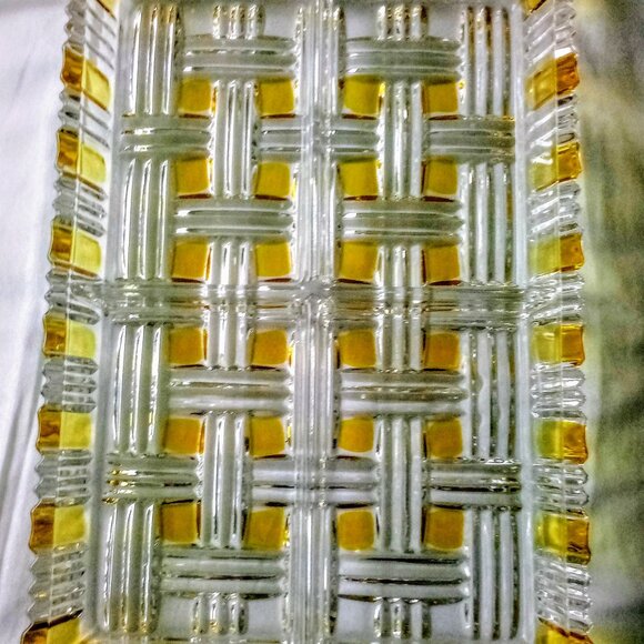 Waltherglas Walther-Glas of Germany Vintage Yellow and Clear Divided Glass Tray - Picture 1 of 8